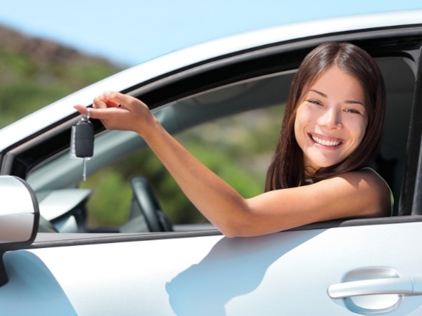 Asian Woman Inside a Car